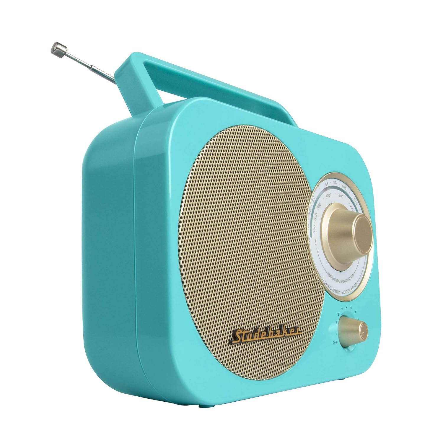 Studebaker Studebaker SB2000TG Turquoise/Gold Retro Classic Portable AM/FM Radio with Aux Input Limited Edition