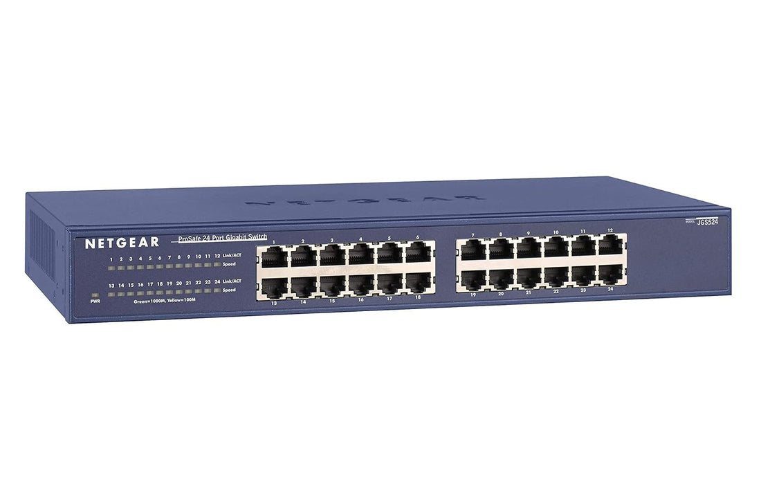 NETGEAR JGS524NA 24-Port Gigabit Ethernet Rackmount Network Switch | Lifetime Next Business Day Replacement | Sturdy Metal | Desktop | Plug-and-Play | Unmanaged