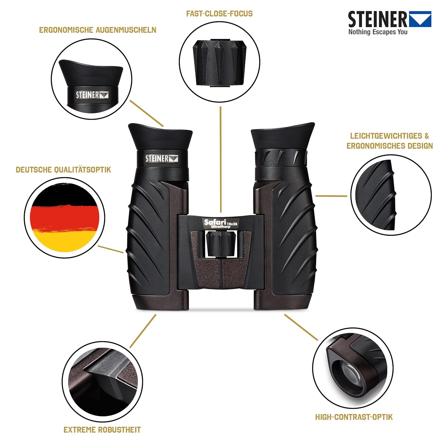Steiner 2212 10x 26mm Safari UltraSharp Binocular Black