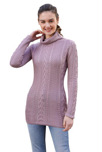 v28 Women Polo Neck Turtleneck Knit Stretchable Elasticity Long Slim Sweater (Orchid Haze, m)