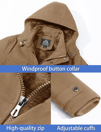 TACVASEN Men's Military Cargo Jacket Windproof Hiking Outwear Coat Khaki, US XL/Tag 5XL
