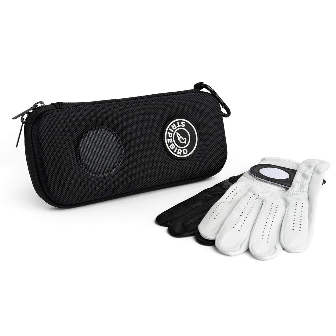 Stripebird - Golf Performance Gloves Holder Case (Stealth Black) - Protect and Keep Golf Gloves Dry - Moisture Free Storage Design - Includes Golf Bag Clip for Golfers