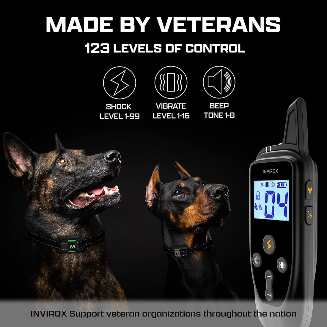 INVIROX X2 Dog Shock Collar for Large Dogs [2023 Edition] 123 Levels Dog Training Collar 1100Yards Range, 100% Waterproof, Rechargeable Shock Collar for Medium Dogs