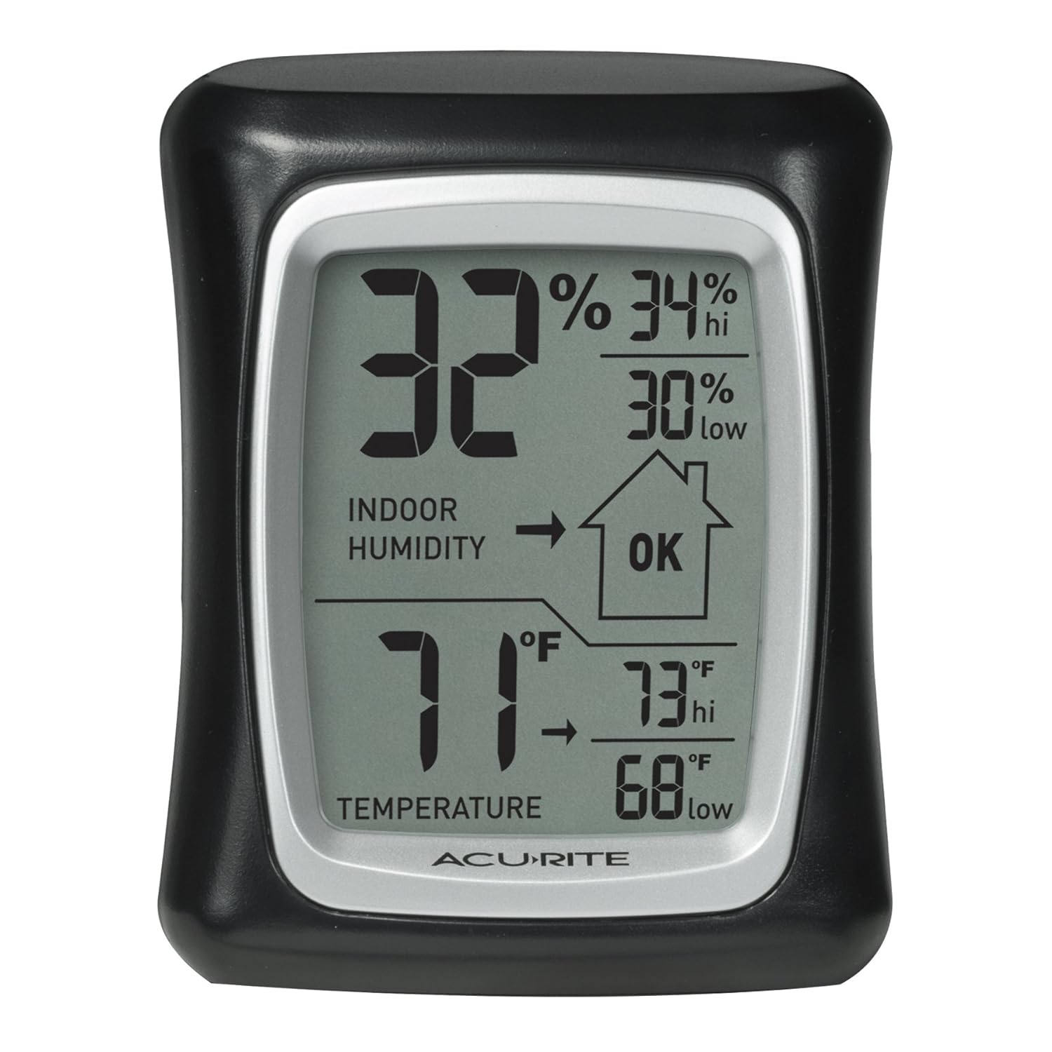 AcuRite 00325 Indoor Thermometer & Hygrometer with Humidity Gauge, Black, 0.3, Version
