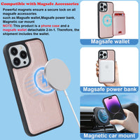 Ｈａｖａｙａ iPhone 14 Pro Max Phone Case Magsafe Compatible,iPhone 14 Pro Max Case Wallet with Card Holder,Magnetic Detachable,magnetica Mag-Safe Cover with Kickstand for Women-Rose Gold