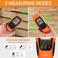 BOAK 2 in 1 Pin & Pinless Moisture Meter,Mold Test Kit for Home With Self-Testing,Water Leak Detector,Moisture Sensor for Firewood,Drywall Mold Detector With Illumination and Alert