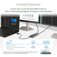 StarTech.com USB-C Dual HDMI Adapter - USB-C/USB HDMI Adapter for 2 4K 60Hz Monitors - 100W PD Pass-Through - USB C to HDMI - USB-C to HDMI Multi-Monitor Adapter/Video Converter (109B-USBC-HDMI)