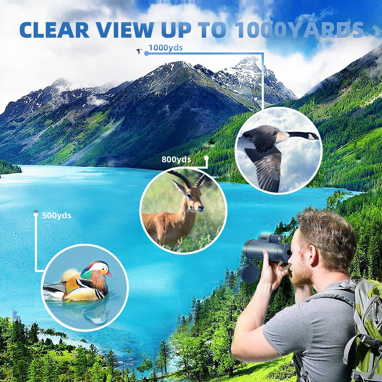 Monocular Telescope, Baacony HD Monocular for Adults with Smartphone Adapter & Tripod,Black Compact Monocular for Bird Watching Hiking Camping Hunting Wildlife Travel