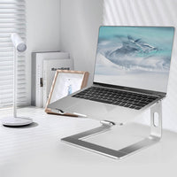 MOTEKK Laptop Stand for Desk - Sturdy Aluminum Computer Stand, Compact Laptop Riser for Desk, Detachable Laptop Holder - Portable Laptop Stand Compatible with 10 to 15.6 in Notebook Computer, Silver