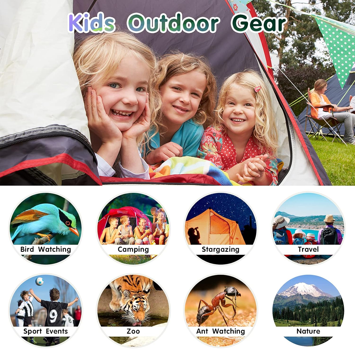 REAPP Binoculars for Kids High-Resolution 8x21, Gift for Boys & Girls Shockproof Compact Kids Binoculars for Bird Watching, Hiking, Camping, Travel, Learning, Spy Games & Exploration