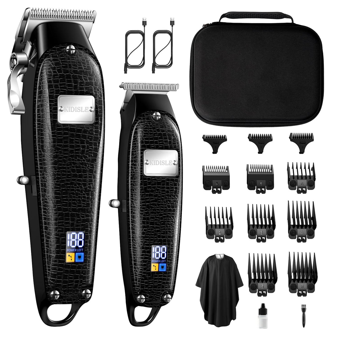 KIDISLE Hair Clippers for Men + T-Blade Barber Clippers, Precise Clippers for Hair Cutting, Cordless Hair Clippers, Led Display, Professional Hair Clippers, Fade Hair Trimmer with Travel Case