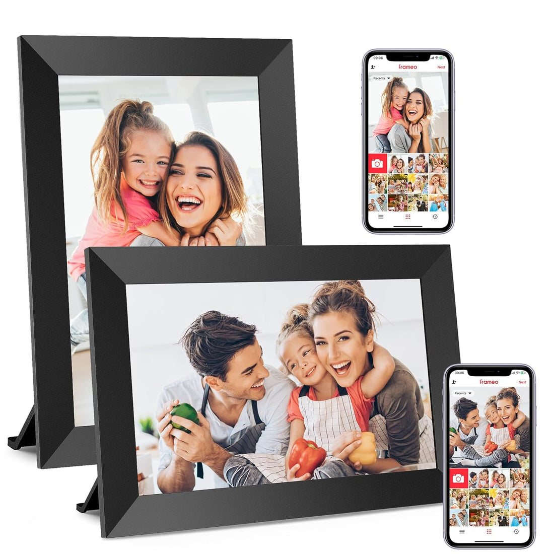 Frameo WLAN Digital Picture Frame, Pack of 2, 10.1 Inch Electronic Picture Frame with 1280 x 800 IPS Touch Screen, 32GB Memory, Automatic Rotation, Share Photos Instantly from Anywhere