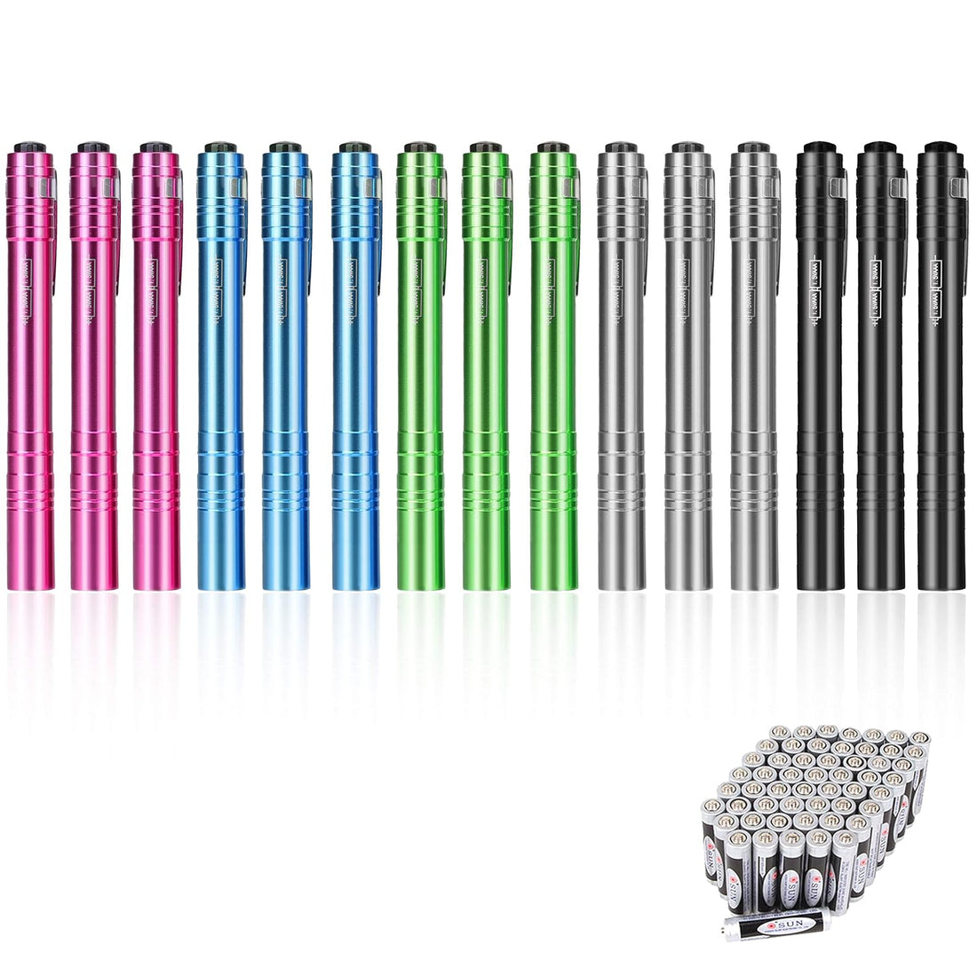 SEAMAGIC 15-Pack LED Penlight - Pocket Pen Flashlight with Clip, 30-Piece Dry Batteries Included