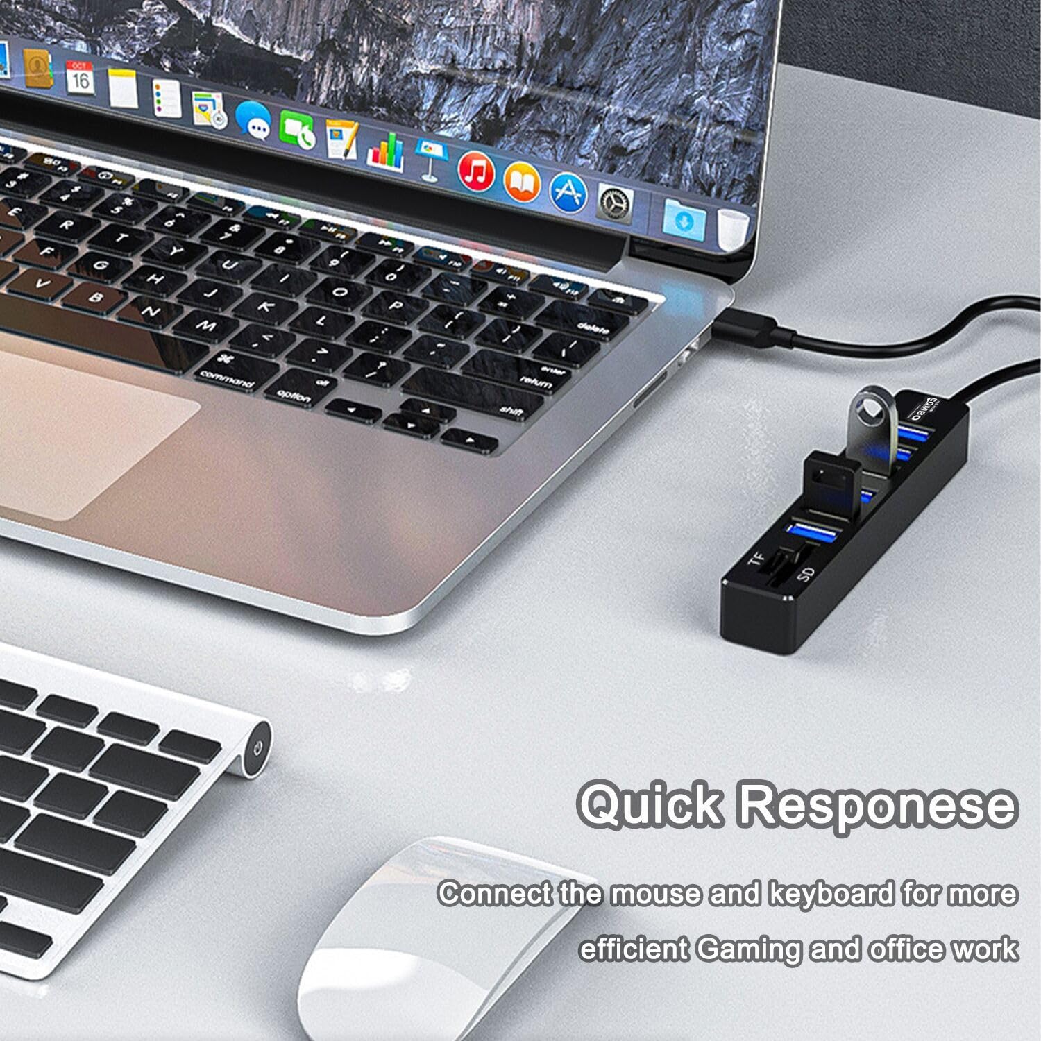 USB Hub, VIENON 7-Port USB Data Hub Splitter with 6 USB Ports and SD/TF Card Reader for Laptop, PC, MacBook, Mac Pro, Mac Mini, iMac, Surface Pro and More USB Devices