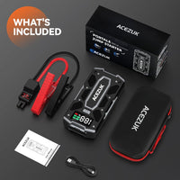 ACEZUK Car Battery Jump Starter 5000A Jump Box (10.0L Gas/8.0L Diesel), Portable Car Starter Battery Pack with Extended Smart Jumper Cables, Quick Charge, Large Display, Lights