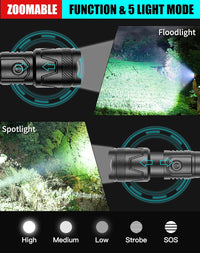 DINGET Rechargeable Flashlights 100000 High Lumens - Super Bright XHP120 LED Flashlight with 5 Light Modes, IP67 Waterproof, Shockproof, Zoomable Flash Light for Camping Hiking Outdoor Emergency