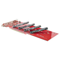 StarTech.com Quad M.2 PCIe Adapter Card, PCIe x16 to Quad NVMe or AHCI M.2 SSDs, PCI Express 4.0, 7.8GBps/Drive, Bifurcation Required, Windows/Linux Compatible (QUAD-M2-PCIE-CARD-B)