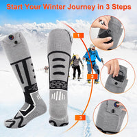 Heated Socks for Men Women,Electric Socks,Rechargeable Heated Socks for Men,Foot Warmer Socks,Washable Heating Socks for Winter Outdoor Camping,Skiing,Fishing,Biking,Hiking (Black&Gray-XL)