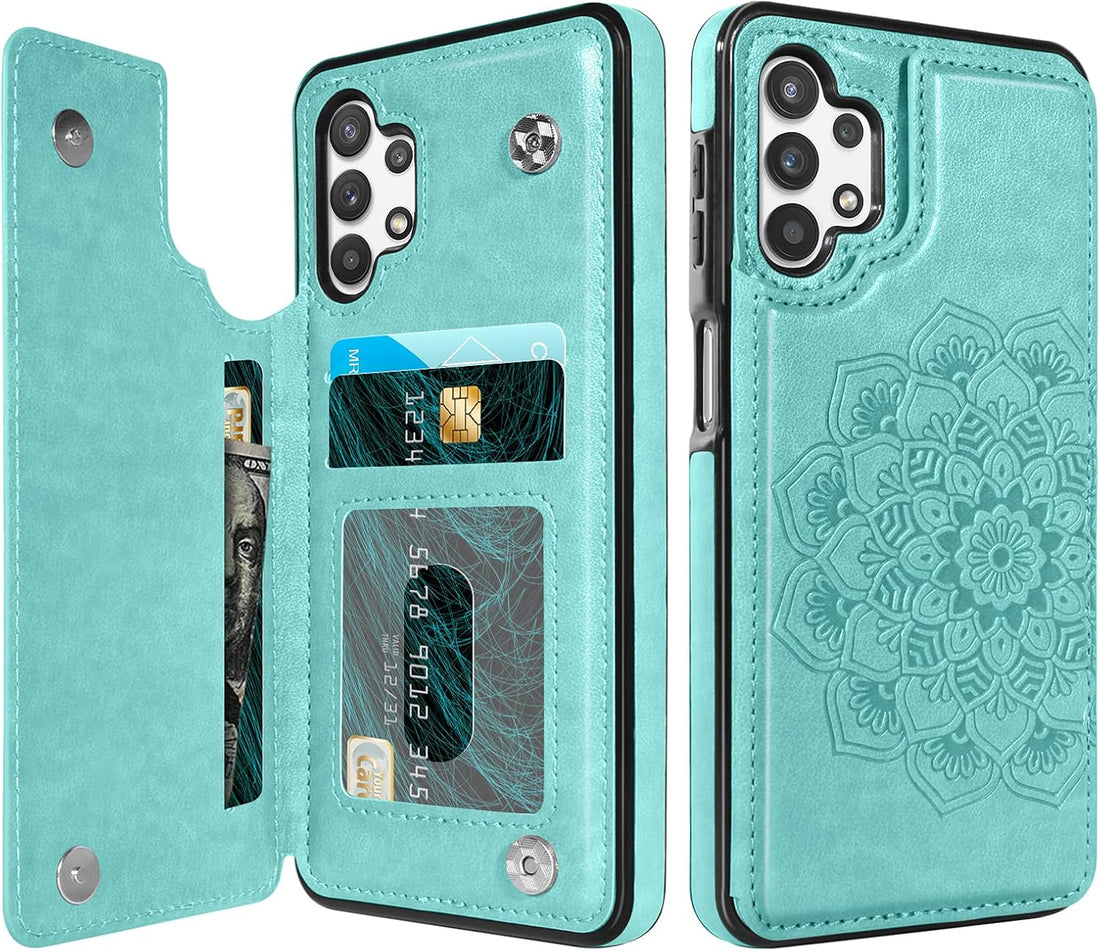 BENTOBEN Galaxy A32 5G Wallet Case, PU Leather Heavy Duty Rugged Shockproof Protective Cases with Card Slots Cash Holder Phone Case for Samsung Galaxy A32 5G 6.5 Inch 2021, Mint Green