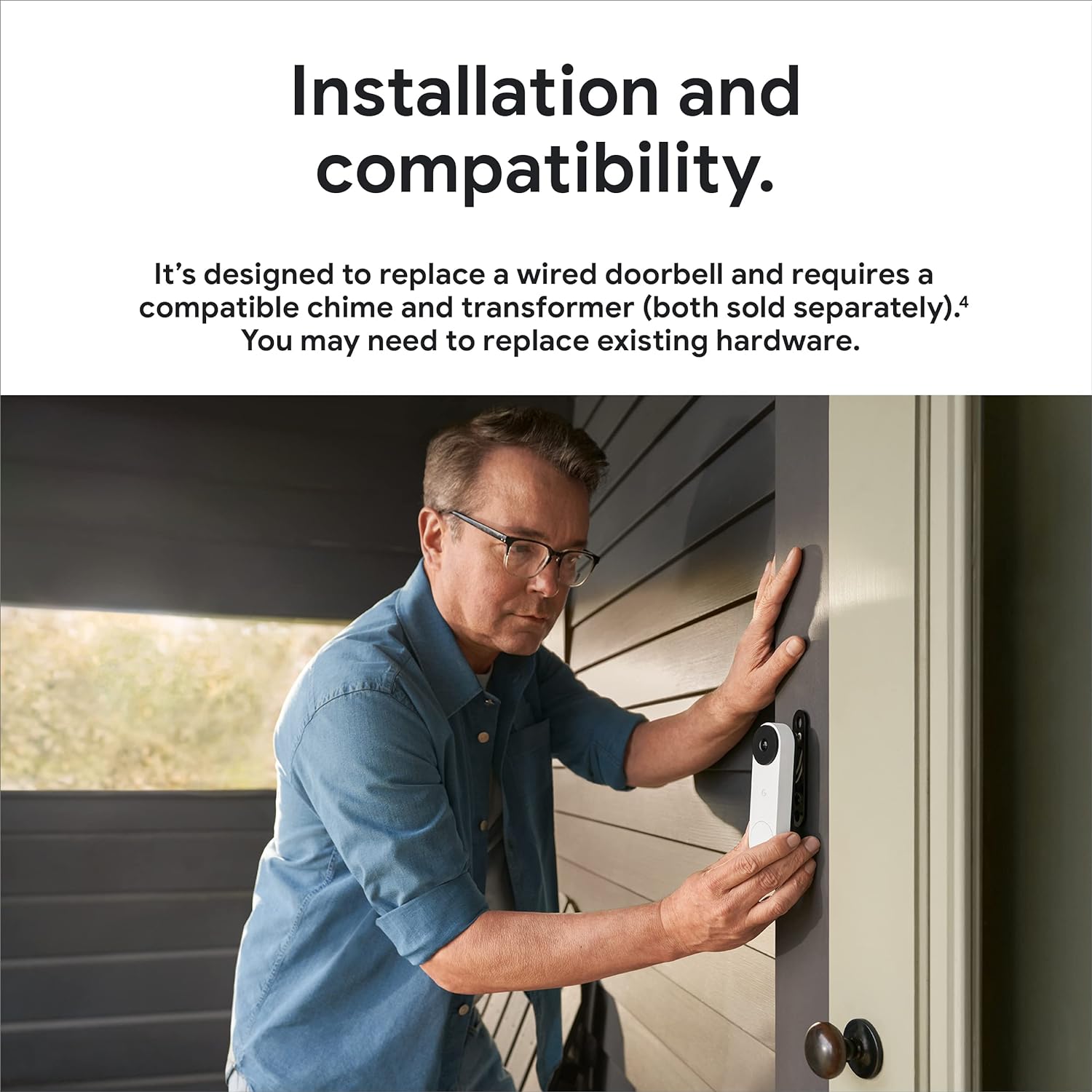 Google Nest Doorbell - (Wired, 2nd Gen) - Wired Video Doorbell Camera - Doorbell Security Camera - Linen