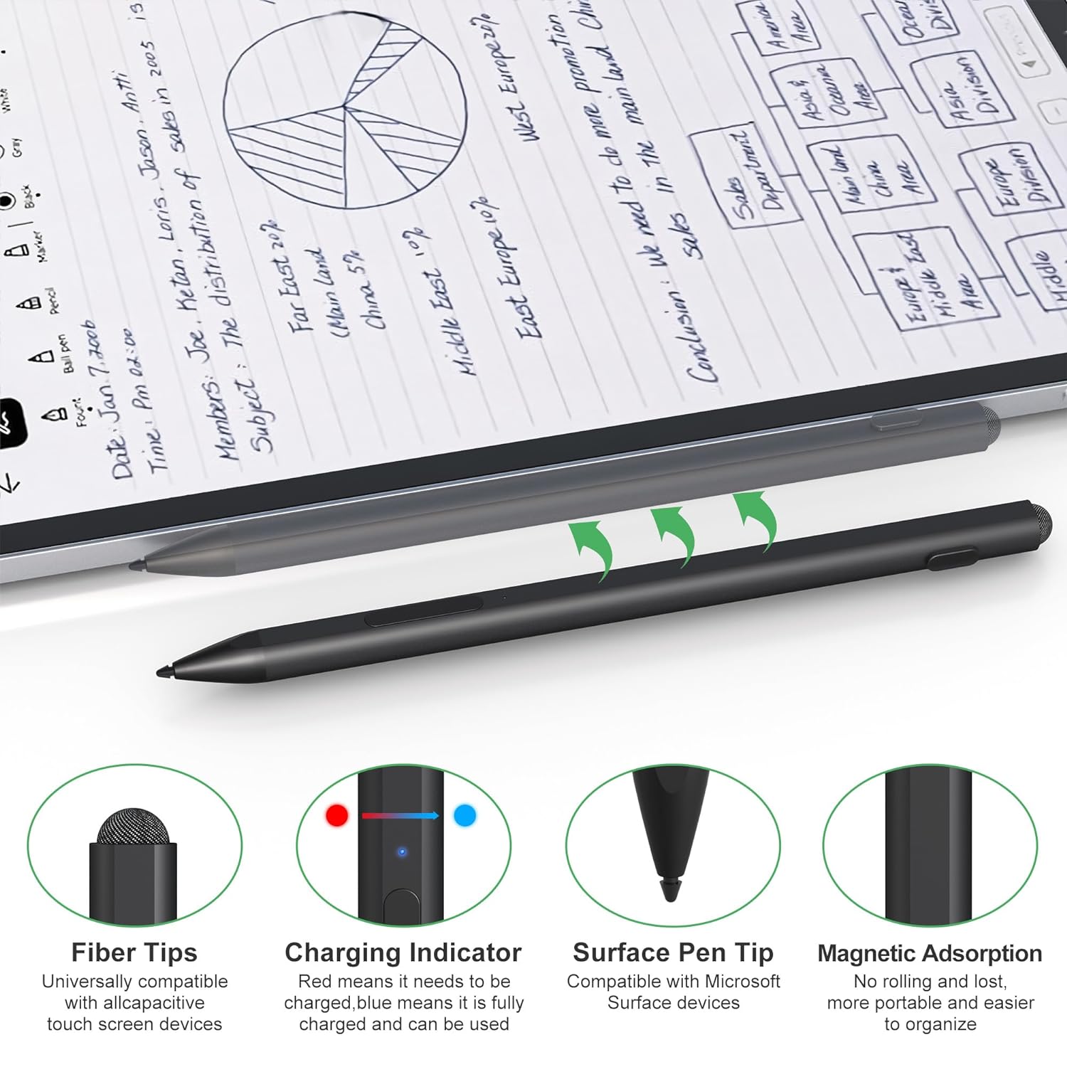 Stylus Pen for Microsoft Surface (75-Day Battery Life+Tilt Pressure+Smooth Writing),Work for Surface Pro 9/8/7/6/5/4/3/X,Surface Go 3/Book 4/3/Laptop 5/4/3/Studio 2