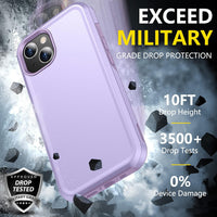 SPIDERCASE for iPhone 14 Case, [10 FT Military Grade Drop Protection][Non-Slip] [2+Tempered Glass Screen Protector][2+Tempered Camera Lens Protector] Shockproof Case, Light Purple