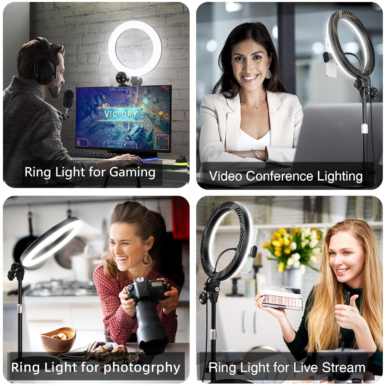 Desktop Ring Light for Zoom Meetings - 10.5' Computer Ring Light with Stand and Phone Holder for Laptop Video Conference/Online Video Call/Make up/Video Recording/iPhone Photo Lighting