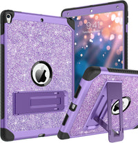 BENTOBEN iPad Air 3 Case 2019, iPad Pro 10.5 Case 2017, Heavy duty 3 in 1 Shockproof Rugged Protective Hybrid Hard PC TPU Bumper Kickstand Glitter iPad Air 3rd Gen Girls Women Kids Tablet Cover,Purple