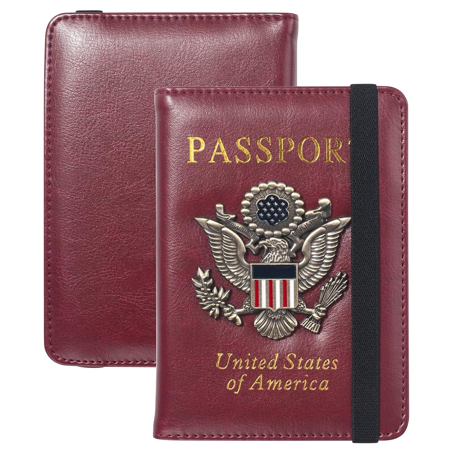 FACATH Passport and Vaccine Card Holder Combo, Cover Case, Leather US Passport Holder Cover RFID Blocking ID Card Wallet, Travel Case for Women and Men (Red)