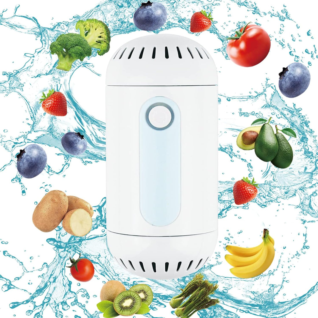 Dual-Core Fruit and Vegetable Washing Machine, Portable USB Rechargeable Fruit and Vegetable Cleaner, Fully Automatic Wireless Food Purifier for Cleaning Fruits Vegetables Rice Meat