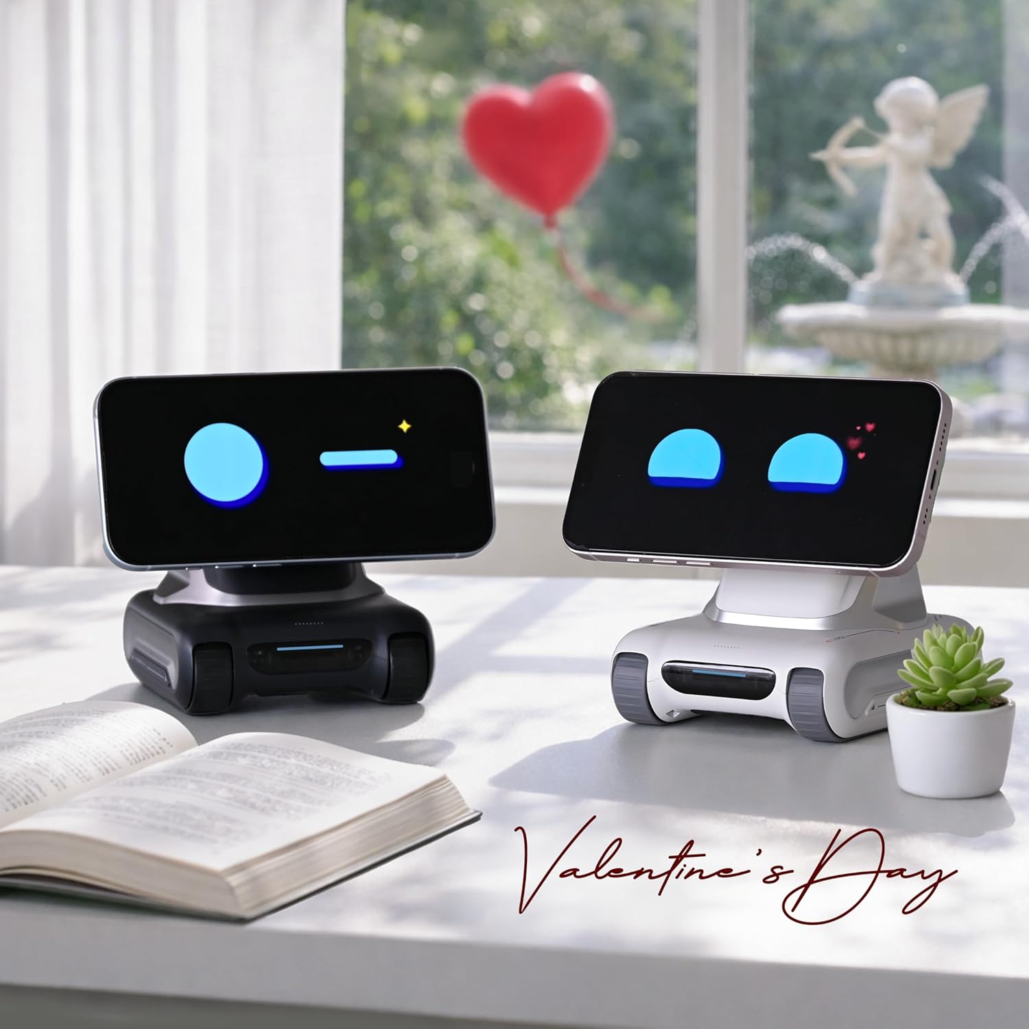 LOOI Robot-Space Black: AI Desktop Robot Companion – Side View