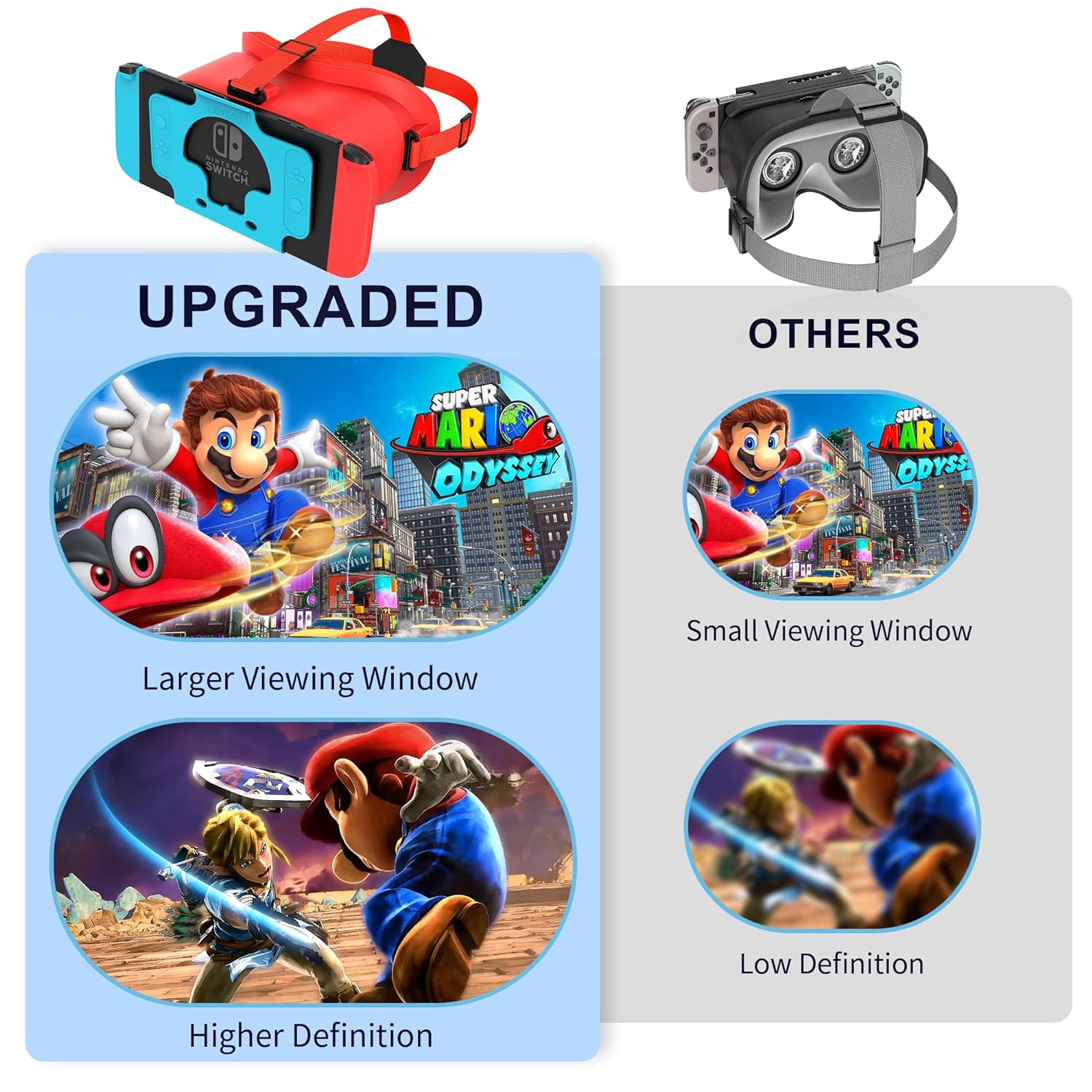 DEVASO Upgraded VR Headset for Nintendo Switch & Switch OLED, Switch Virtual Reality Glasses with Adjustable HD Lenses and Comfortable Head Strap, Labo VR Kit 3D Goggles for Switch Accessories