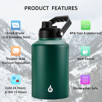 Insulated water bottle 128oz Army Green with anti-slip bottom