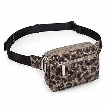 UTO Fanny Pack for Women Men Belt Bag Fashion Designer Chest Waist Packs Hip Bumbags for Outdoors Shopping Workout Traveling Hiking, 0759 Nylon Leopard Print, Small