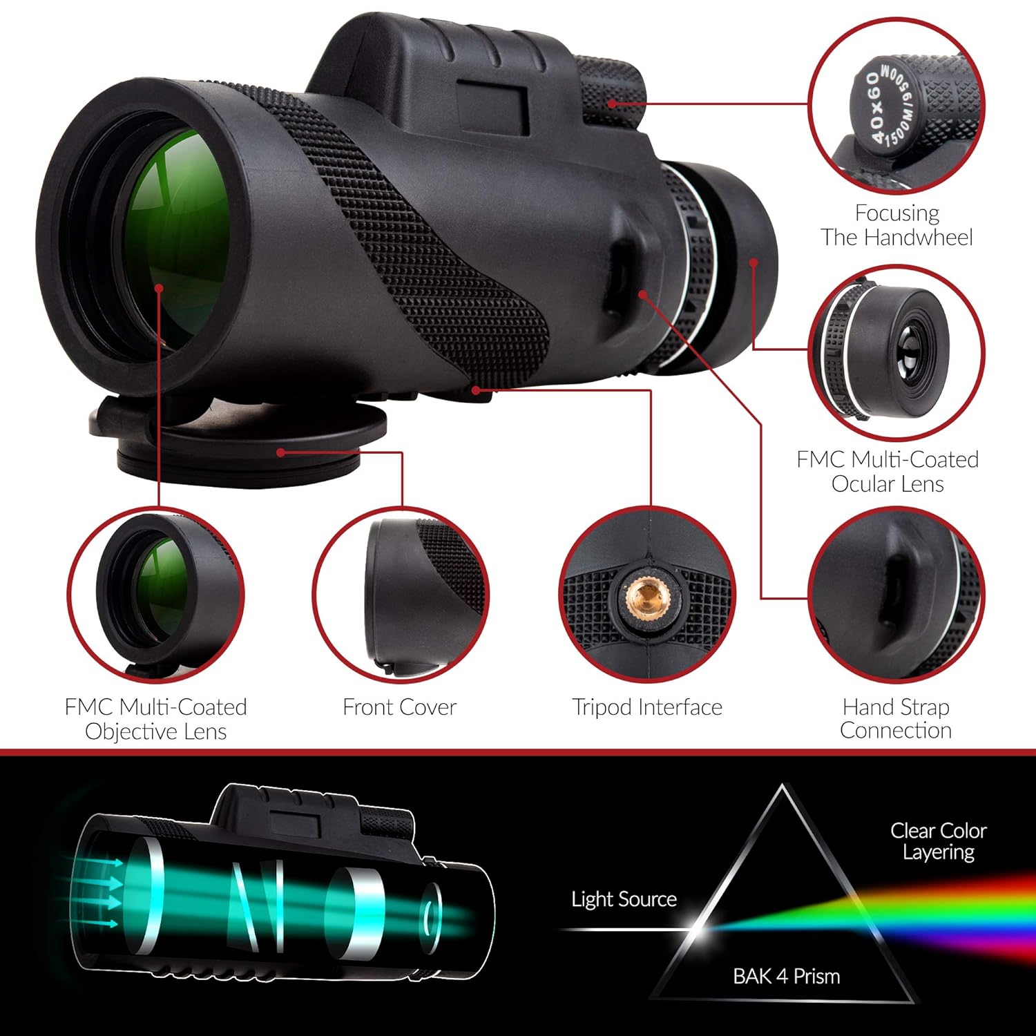 Monocular by Strong Impact, Monocular Compact Scope, High Power monocular Telescope, Zoom Monocular for Adults. 12x Magnification Zoom Lens, High Definition with Multi-Coated Lens, Carrying case