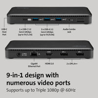 Kensington SD4839P USB-C 10Gbps Triple Video Driverless Docking Station via DP and HDMI Ports with 85W Power Delivery for Windows and USB-C Laptops (K33480NA)