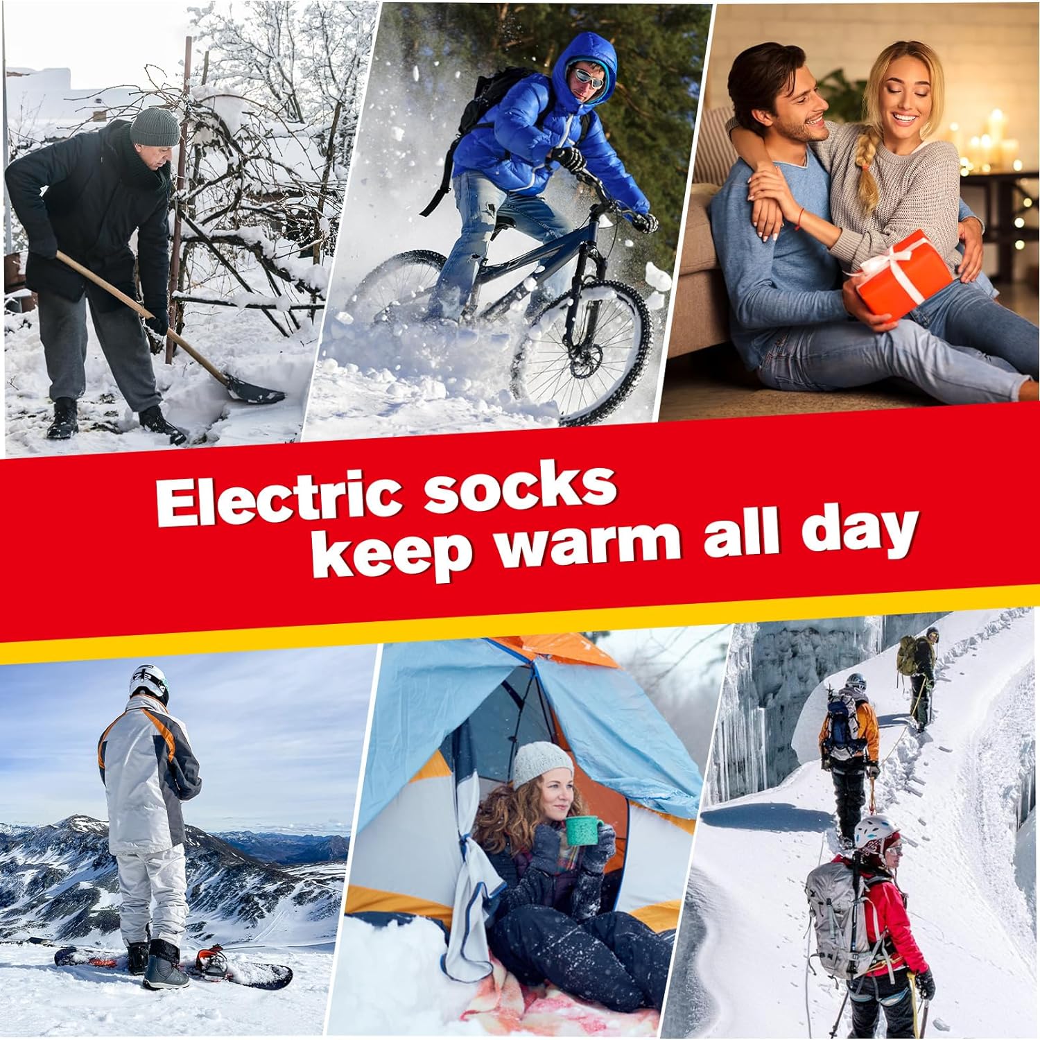 Heated Socks, 5000mAh Rechargeable Upgraded Battery Socks, Foot Warmer with APP Remote Control and 4 Heating Settings, Electric Sock for Men Women Winter Outdoor Skiing Hiking