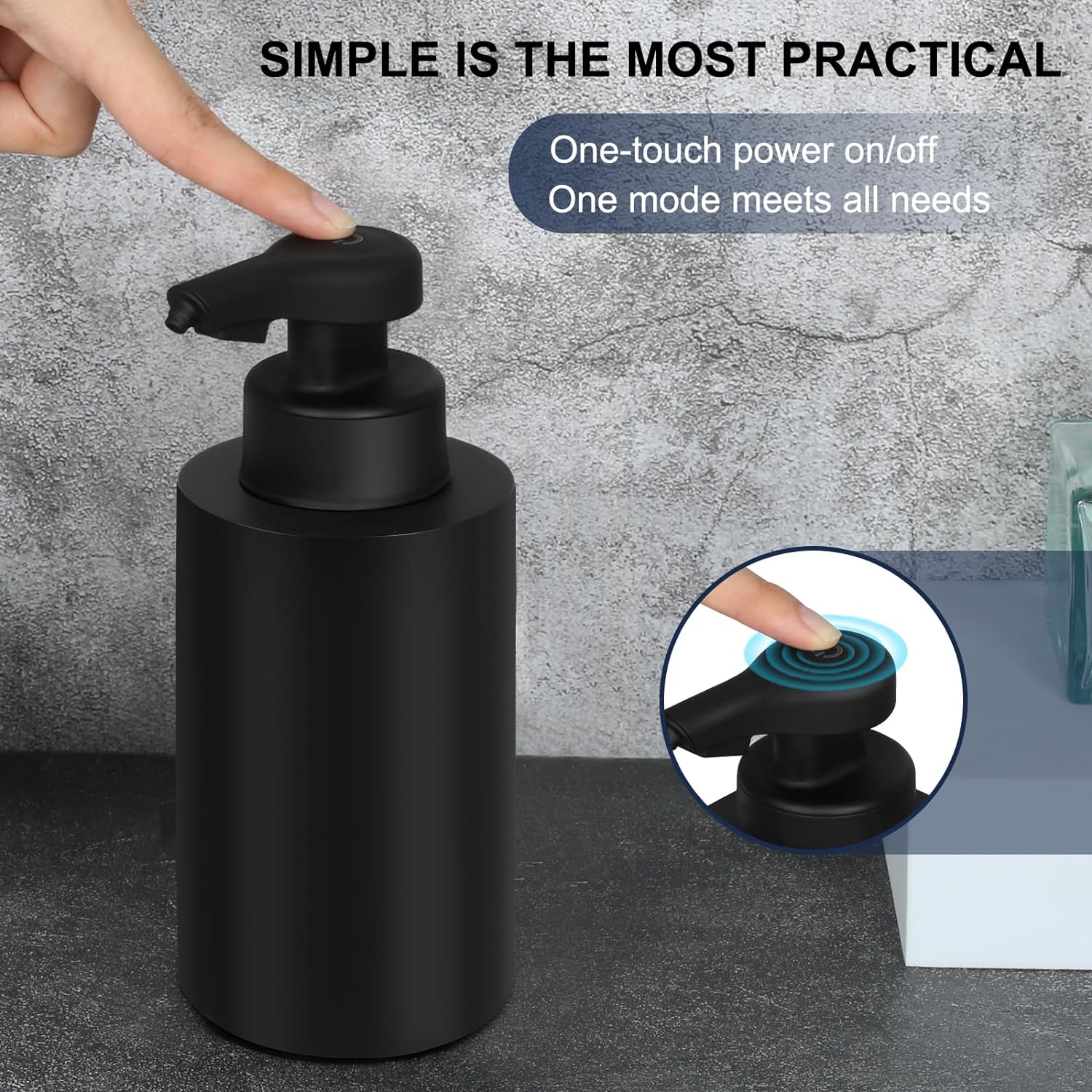 Automatic Soap Dispenser Liquid Hand Free Soap Dispenser Rechargeable Soap Dispenser Touchless Soap Dispenser Smart Electric Auto Dish Soap Dispenser for Bathroom, Kitchen, Commercia Black