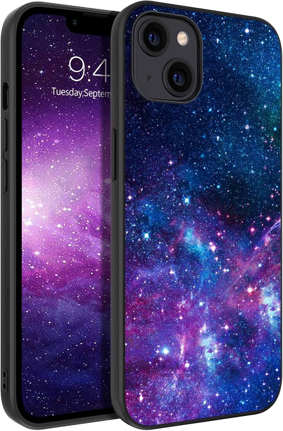 BENTOBEN Compatible with iPhone 13 Case, Slim Fit Glow in The Dark Hybrid Hard PC Soft TPU Bumper Drop Proof Protective Girls Women Boy Men Cover for iPhone 13 6.1 inch,Nebula/Galaxy