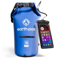 Earth Pak- Waterproof Dry Bag with Front Zippered Pocket Keeps Gear Dry for Kayaking, Beach, Rafting, Boating, Hiking, Camping and Fishing with Waterproof Phone Case