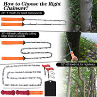 Pocket Chainsaw, 24in Pocket Rope Saw, Folding Chain Hand Saw with Carry Pouch, for Outdoor Survival Camping, Hunting, Hiking, Cutting Wood(24in)