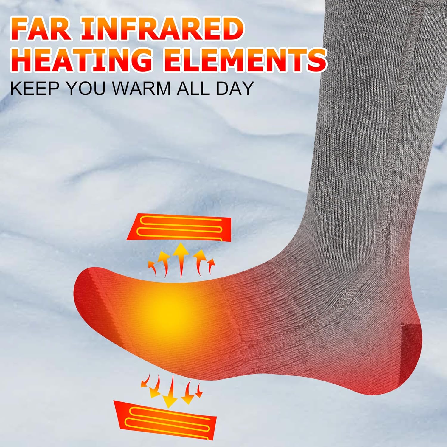 CODSOK Heated Socks for Men Rechargeable Electric 2200mAh Warm Socks，Winter Heating Socks Electric Cold Foot Washable Warmers for Motorcycle Cycling Camping Outdoor Hunting Skiing