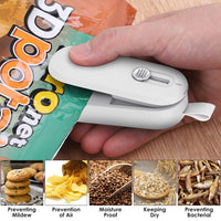 2-Pack Mini Bag Sealer, Heat Sealer & Cutter Battery Powered,Vacuum Sealer Portable Handheld Bag Resealer Kitchen Gadget Machine for Food Chip Bags Storage