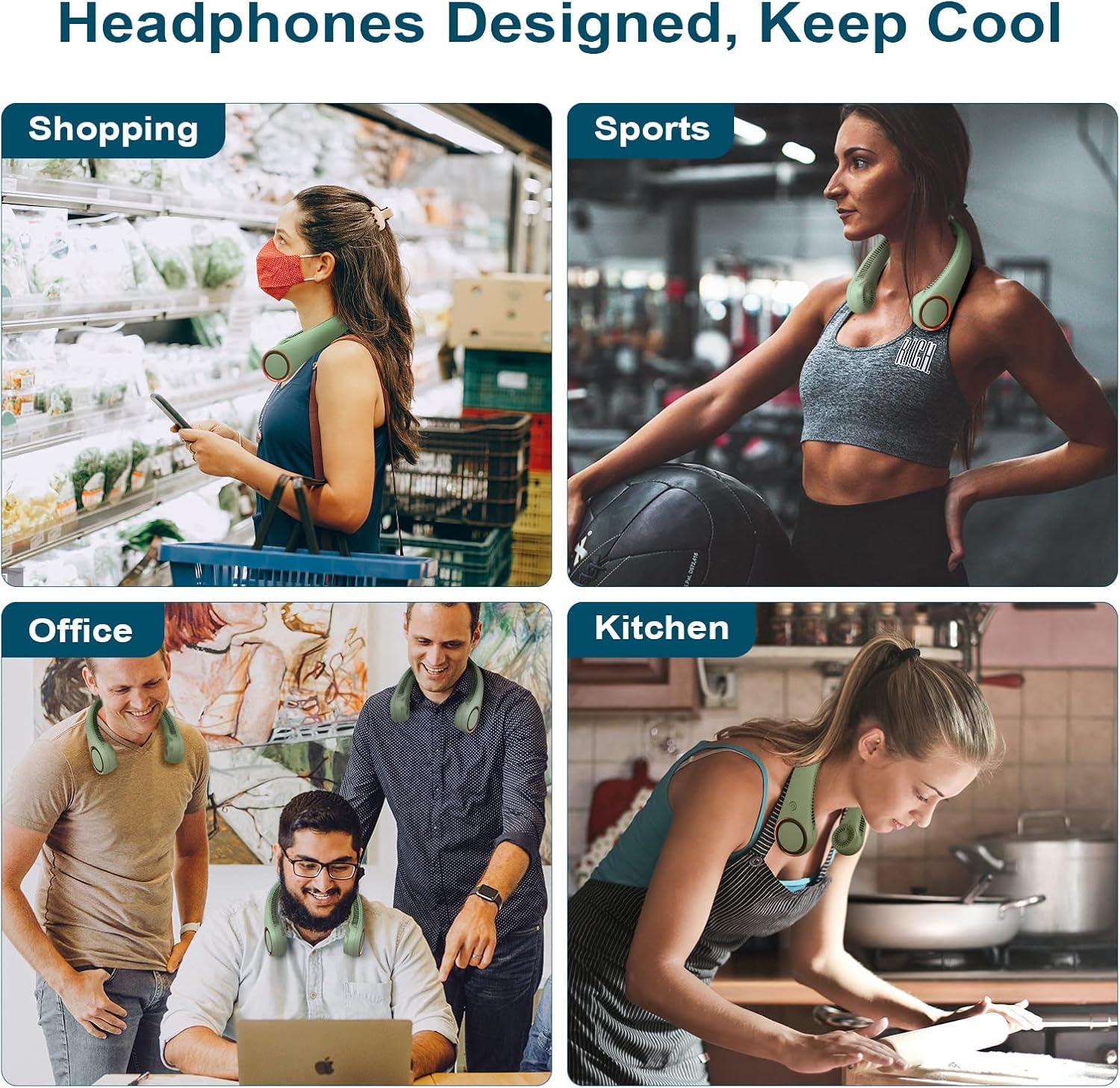 CIVPOWER Neck Fan: Portable Personal Neck Cooling – Back View