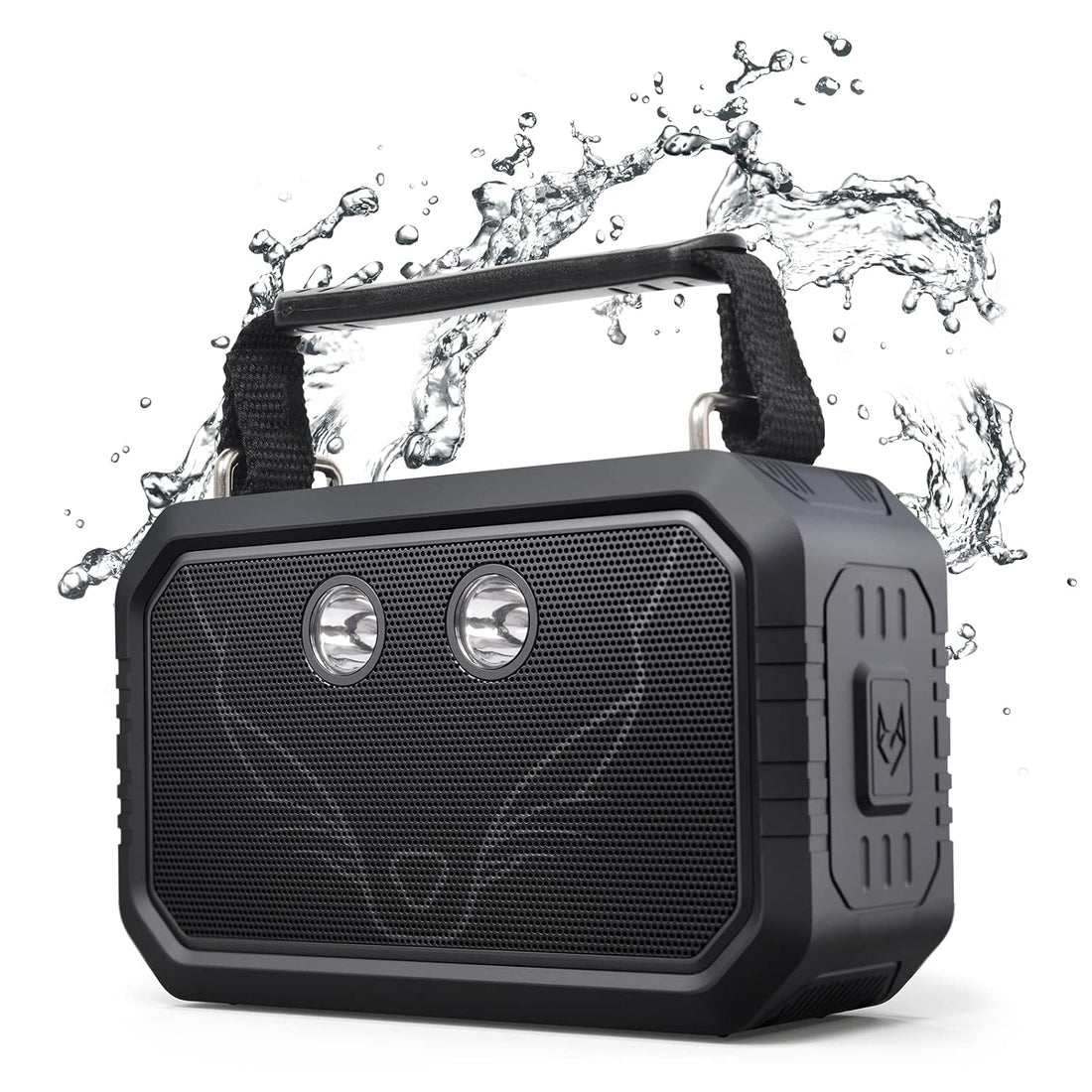 DOSS Waterproof IPX6, 20W Stereo Sound Portable Bluetooth Speakers with Echo dot, Bold Bass, 12H Playtime for All Smartphones (Black)