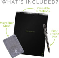 Rocketbook Flip - with 1 Pilot Frixion Pen & 1 Microfiber Cloth Included - Black Cover, Letter Size (8.5" x 11")