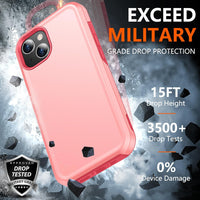 SPIDERCASE for iPhone 14 Case, [15 FT Military Grade Drop Protection][Tempered Glass Screen Protector][Tempered Camera Lens Protector] Heavy Duty Shockproof Case, Pink