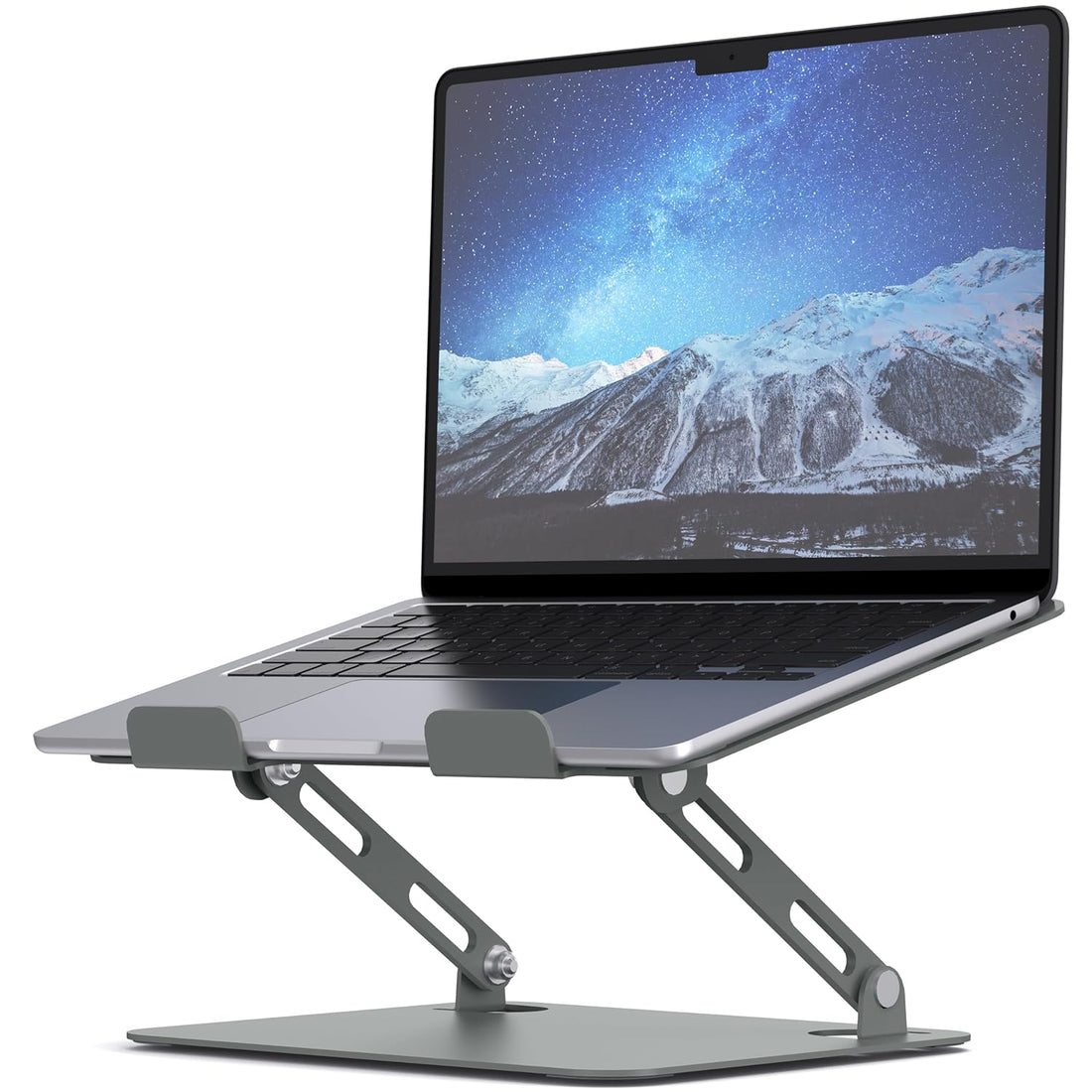 SOUNDANCE Laptop Stand for Desk with Stable Heavy Base, Adjustable Height Multi-Angle, Ergonomic Metal Riser Holder, Foldable Mount Elevator, Compatible with 10 to 15.6 Inches PC Computer, Grey