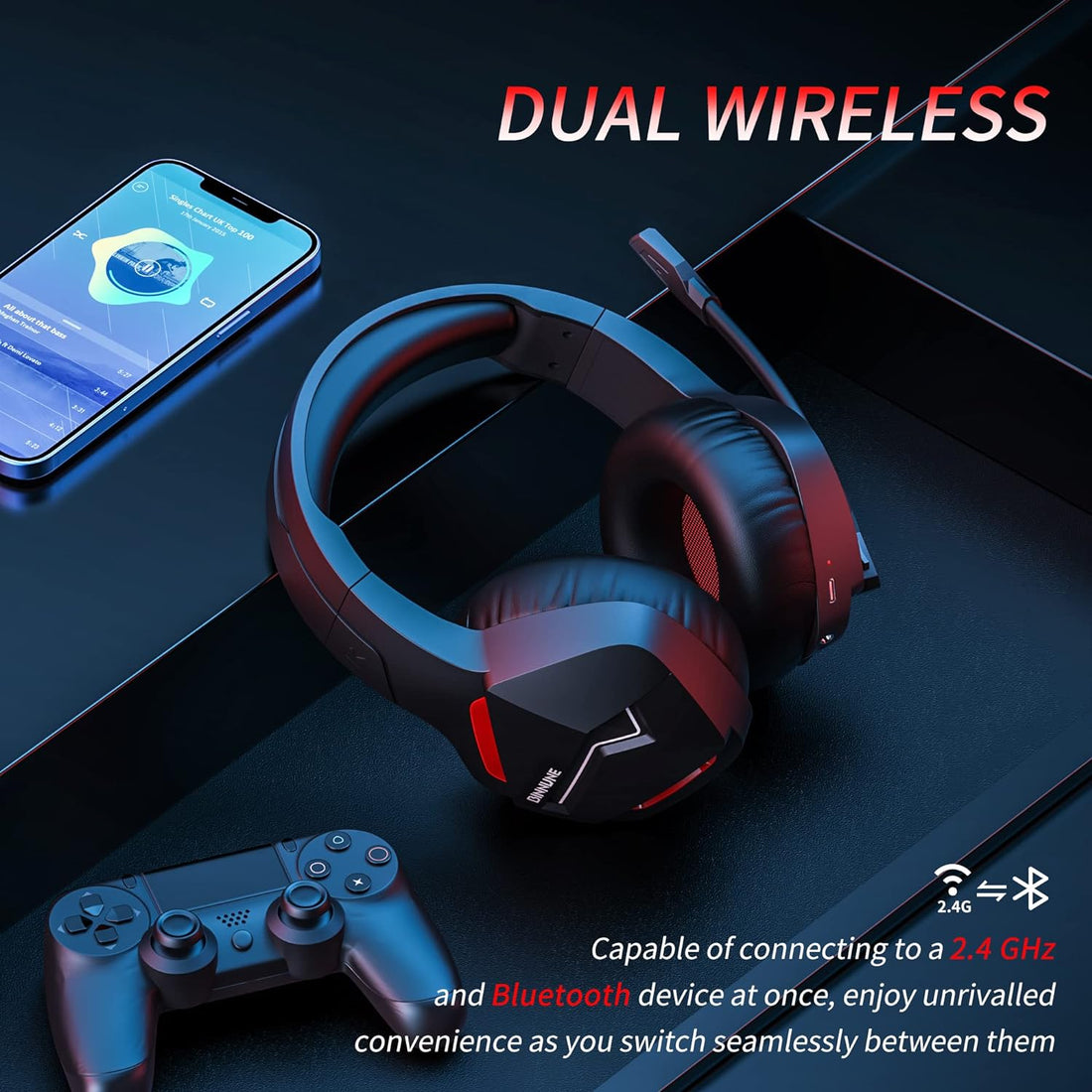BINNUNE Wireless Gaming Headphones