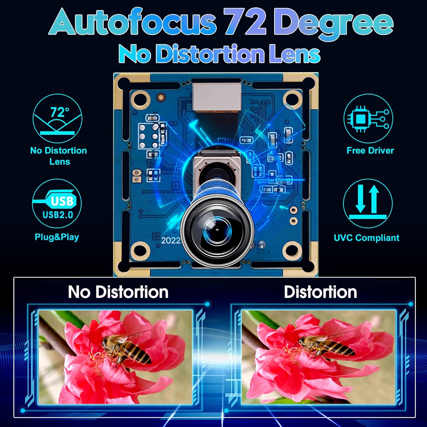 ALPCAM USB Camera 8MP Autofocus USB Camera Module No Distortion Lens Webcam for Raspberry Pi and Computer,Full HD 2448P Lightburn Camera Embedded Camera Module for 3D Printer Camera, Industry